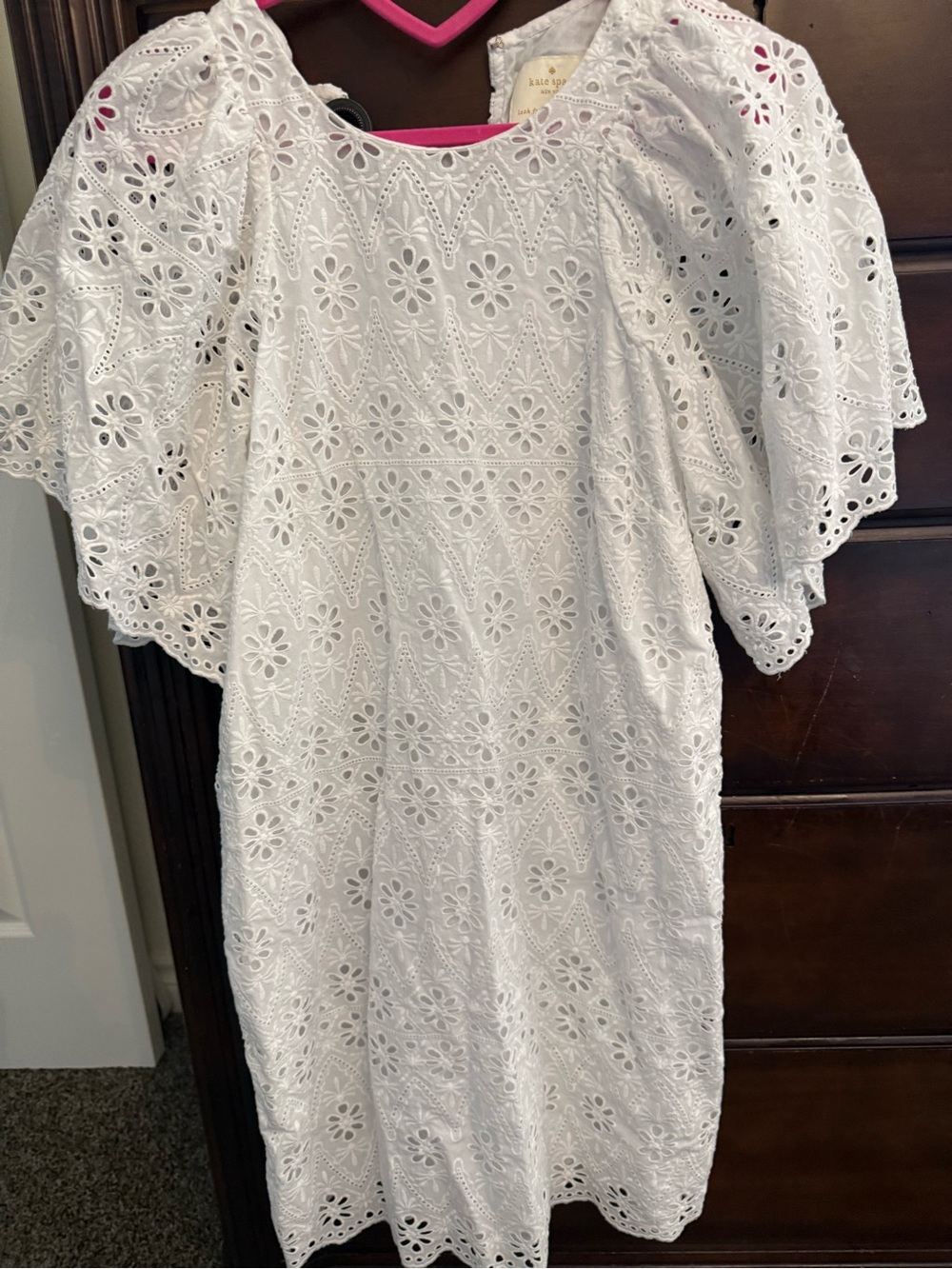 Kate Spade white Eyelet Flutter Sleeve Dress